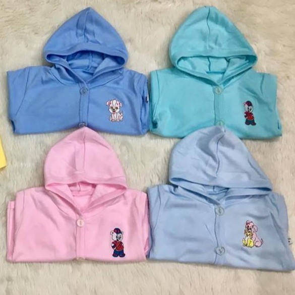 Áo Khoác cotton MÀU có NÓN Miatop cho bé sơ sinh đến 9kg