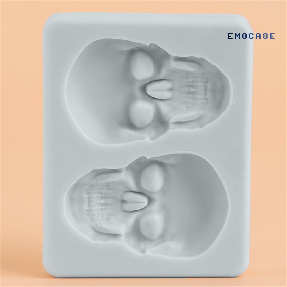 Khuôn Silicone Làm Bánh Tạo Hình Đầu Lâu 2 Ngăn Độc Đáo Tiện Dụng