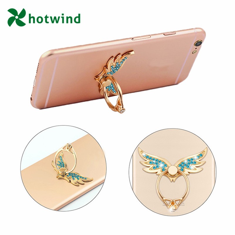 HW Angel Wings Metal Multifunctional Fall Proof Folding Ring Mobile Phone Holder