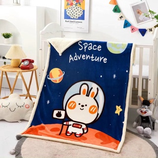 Chăn lông cừu trẻ em 2 lớp loại dày cho bé SUNNYBEDDING, chăn cho bé đi học đến trường
