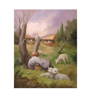 Tranh sơn dầu số hóa tự tô màu theo số có khung - [432] THẦN RỪNG (40*50)