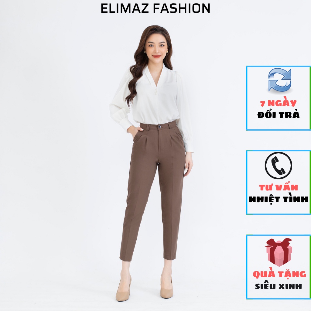 Quần tây âu nữ công sở lưng cao dáng baggy nhẹ, Chất Liệu Tuytsi Cao Cấp Elimaz EQ20.027 - HÀNG MỚI