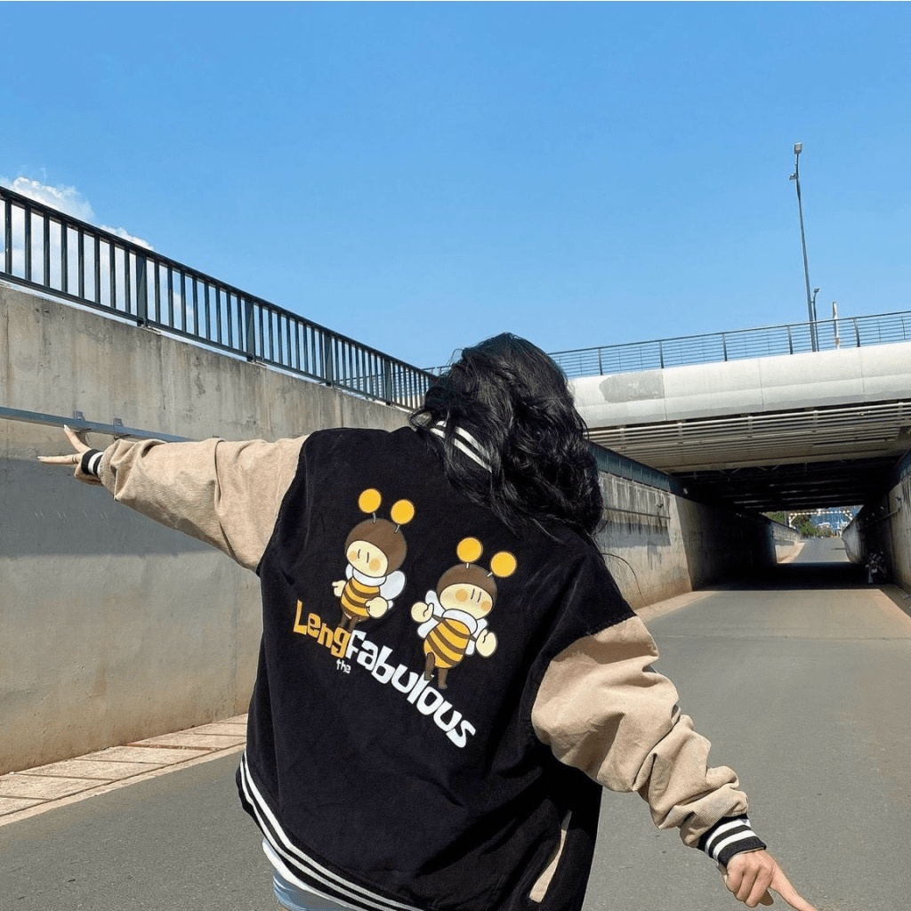 Áo Khoác Nhung Logo In Con Ong Kiểu Dáng Bomber Cực Đẹp TP569 [NewUnisex]
