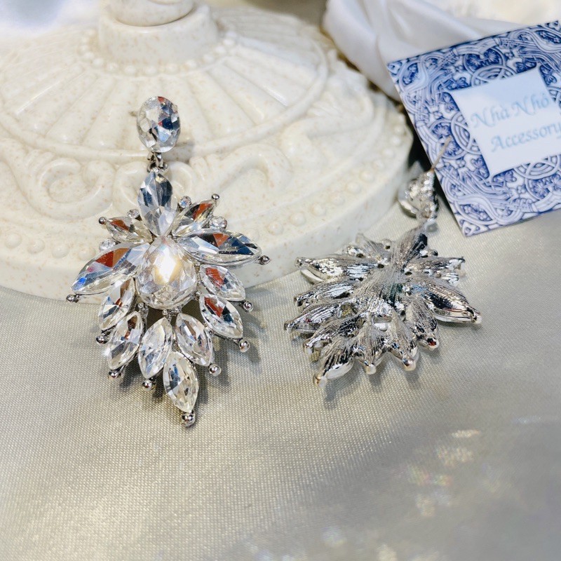 Hoa Tai Đá Cô Dâu Đẹp Dáng Dài Giot Nước Thời Trang NHÀ NHỎ 025