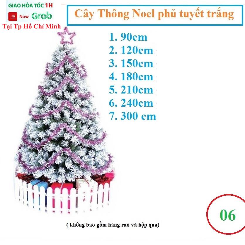 Cây Thông Noel Phủ Tuyết Trang Trí Noel Giáng Sinh 90cm, 1m2, 1m5, 1m8, 2m1, 2m4, 3m Hàng Việt Nam Cao Cấp