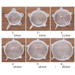 Set 6 nắp silicon đậy bát đĩa để thức ăn trong tủ lạnh ko bị lẫn mùi, dùng lò vi sóng