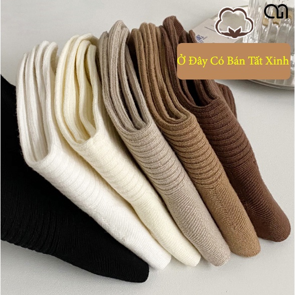 Tất Vớ Cổ Cao Nữ Sọc Trơn Nhiều Màu Thời Trang Unisex Style Hàn Quốc