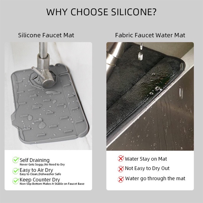 A-LIFE Thảm Silicone Hai Mặt Chống Văng Nước Cho Bồn Rửa Nhà Bếp Nhà Tắm