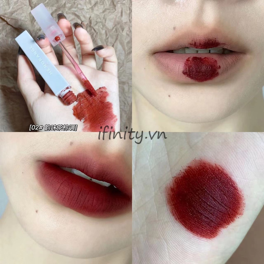 [Hàng mới về] Son bóng lì HERORANGE Nước Lâu Trôi Thiết Kế Vỏ Đáng Yêu Son Set