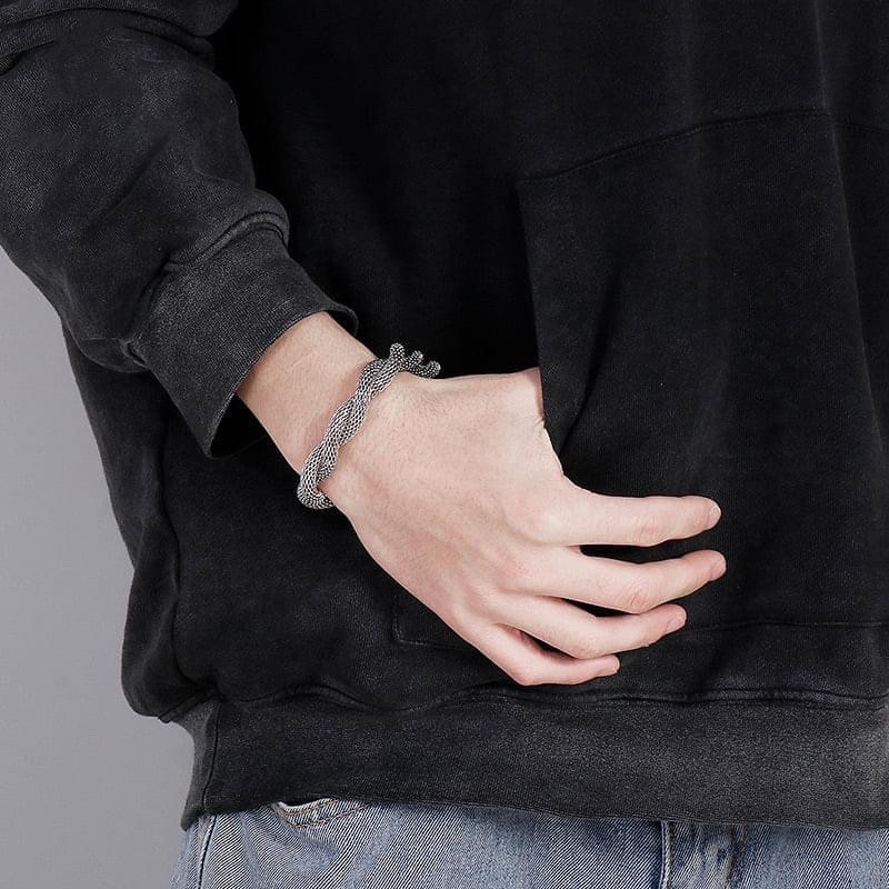 Vòng Tay Nam Titan Cao Cấp Dây Xoắn Cá Tính Độc Đáo - Lắc Tay Thép Không Gỉ Phong Cách Đường Phố Âu Mỹ