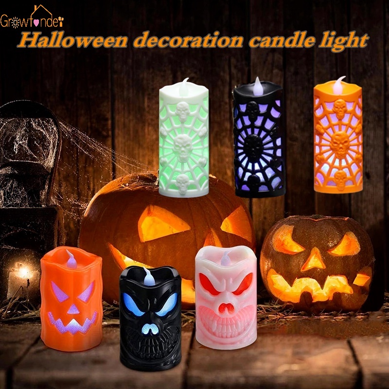 Đèn LED Hình Đầu Lâu Nhện Và Quả Bí Ngô Trang Trí Halloween