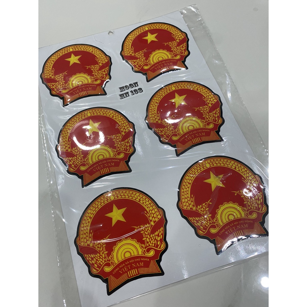 Nguyên tấm tem nổi gồm 6 logo quốc huy mẫu lớn ... sắc nét