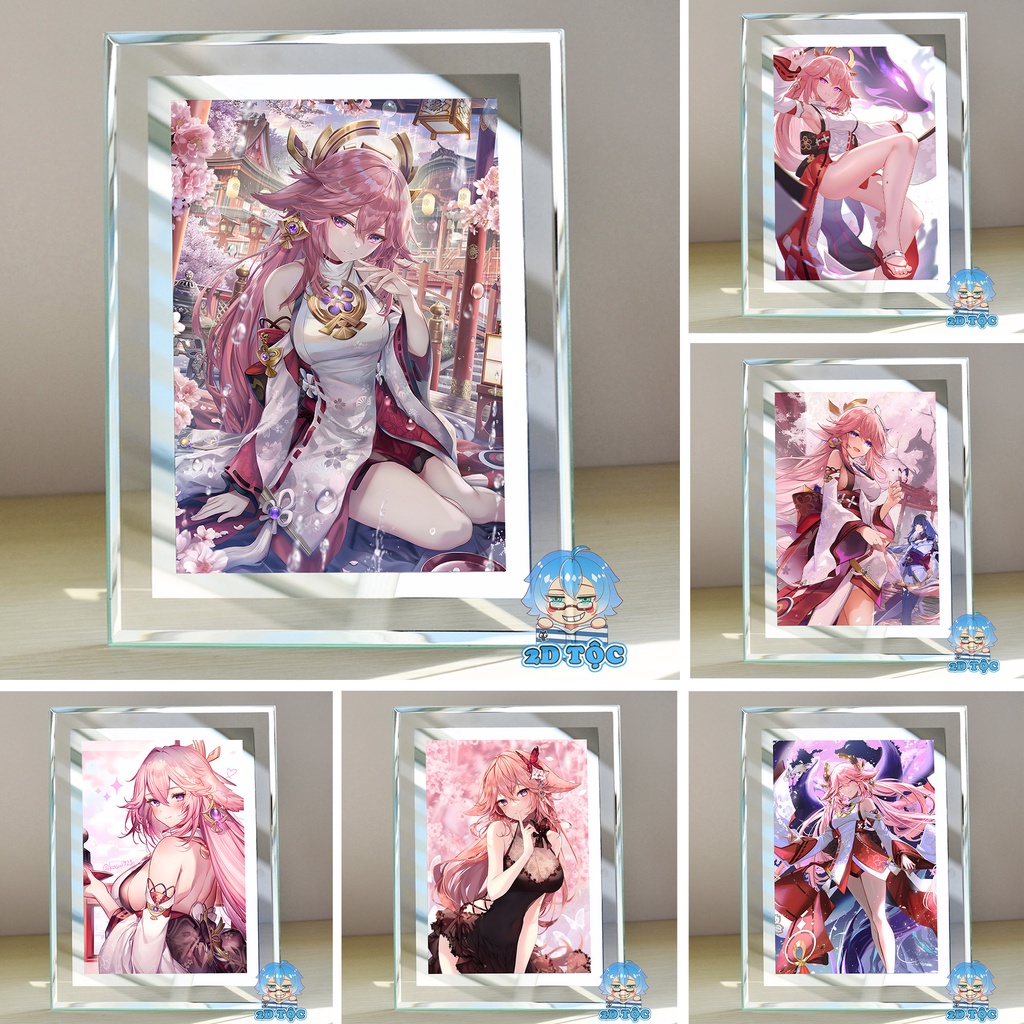 Khung ảnh kính Yae Miko (4) Game Genshin Impact kích thước A4 A5 13x18 by 2D Tộc Shop