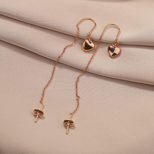 Bông Tai Trái Tim Chuỗi Dài Titan Ko Đen TT 3154