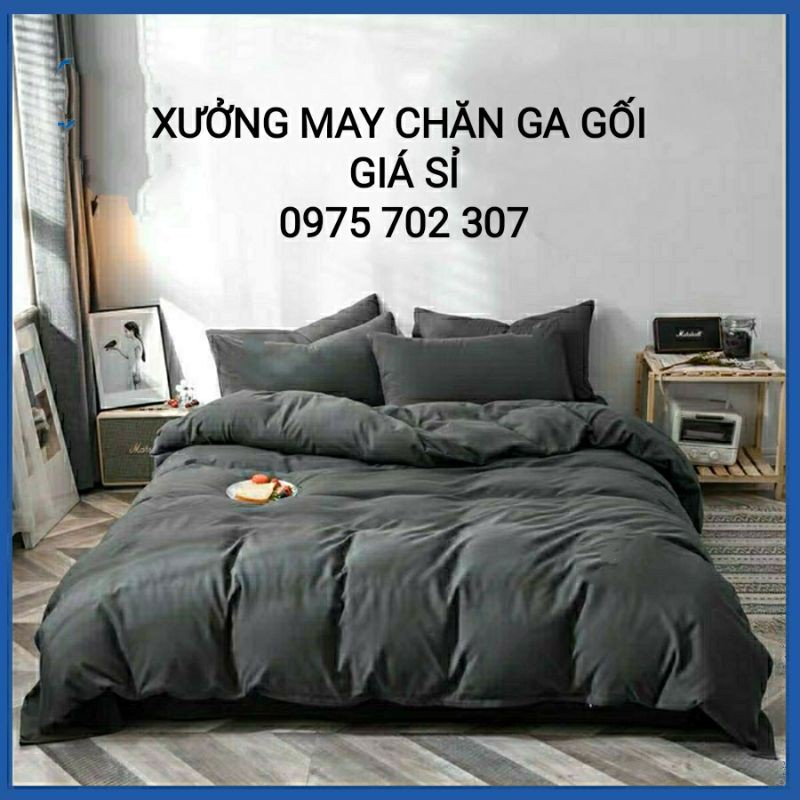 BỘ DRAP GA GIƯỜNG THUN LẠNH HÀN QUỐC MÀU XÁM KHÔNG RA MÀU ĐỖ LÔNG