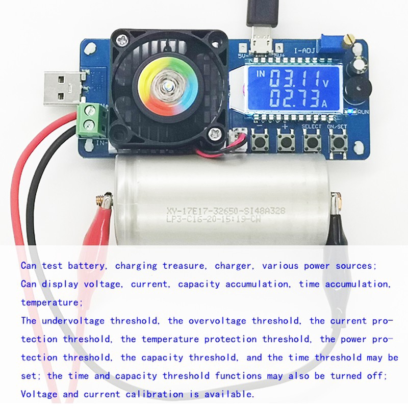 FX25 / FX35 25W 35W 4A / 5A Máy kiểm tra dung lượng pin Dòng điện không đổi Máy kiểm tra USB Có thể điều chỉnh điện trở Máy đo công suất điện áp