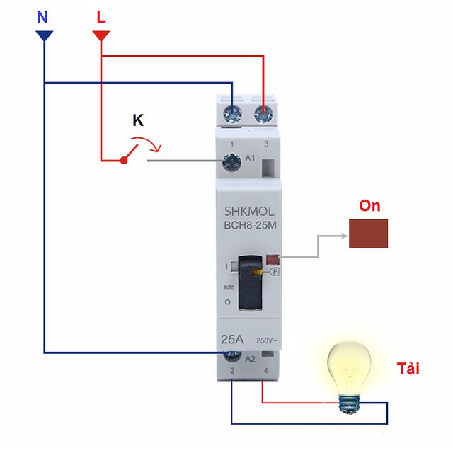 Khởi Động Từ Contactor Hỗ Trợ Công Tắc Tay 3 Pha 4 Dây 32A BCH-3P32M