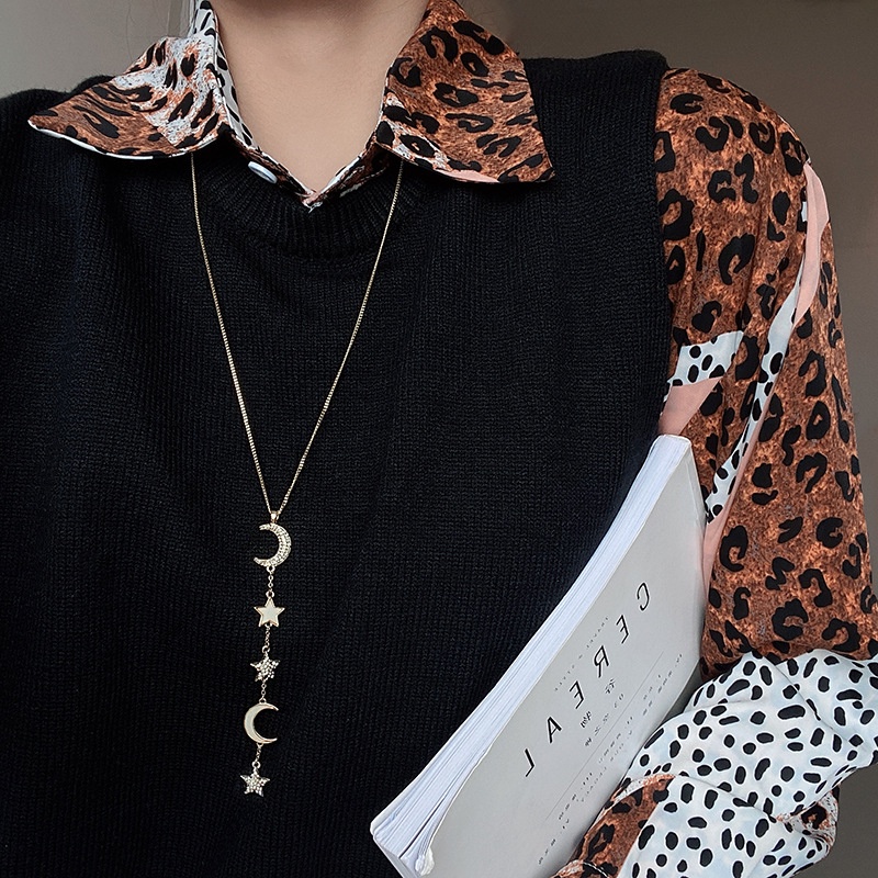 Vòng cổ Mặt Ngôi Sao Và Mặt Trăng Đính Đá 2022 Sang Trọng