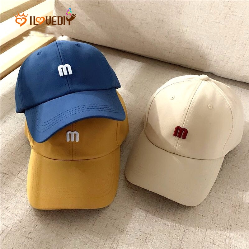 Mũ lưỡi trai cotton thêu chữ M phong cách cổ điển thời trang cho nam nữ