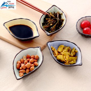 Bát sứ ăn dặm, đựng nước chấm hình lá viền đen 50ml