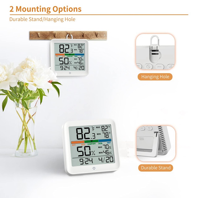 Máy Đo Nhiệt Độ Và Độ Ẩm Kỹ Thuật Số MAX / MIN Kèm Đèn Nền LCD