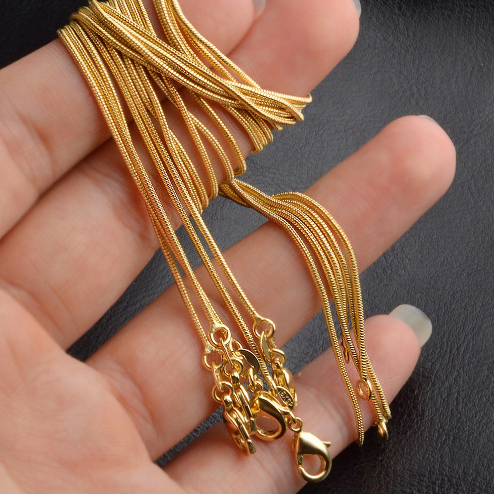 Set trang sức vòng cổ sợi xích vàng kim 18k 20-30 inch thời trang làm quà tặng sinh nhật cho nam và nữ