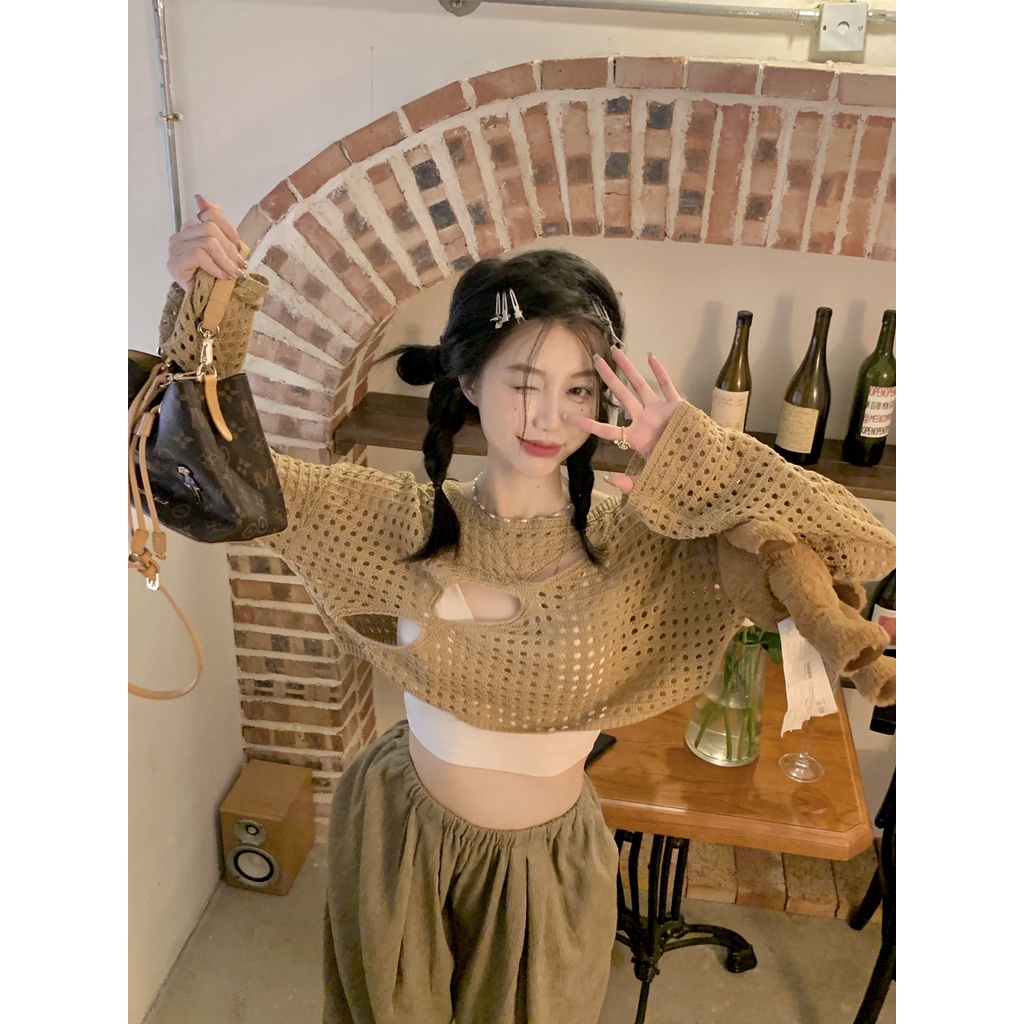 Bộ Áo Tay Dài Và Quần Ống Rộng Lưng Thun Phong Cách Hàn Quốc Dành Cho Nữ