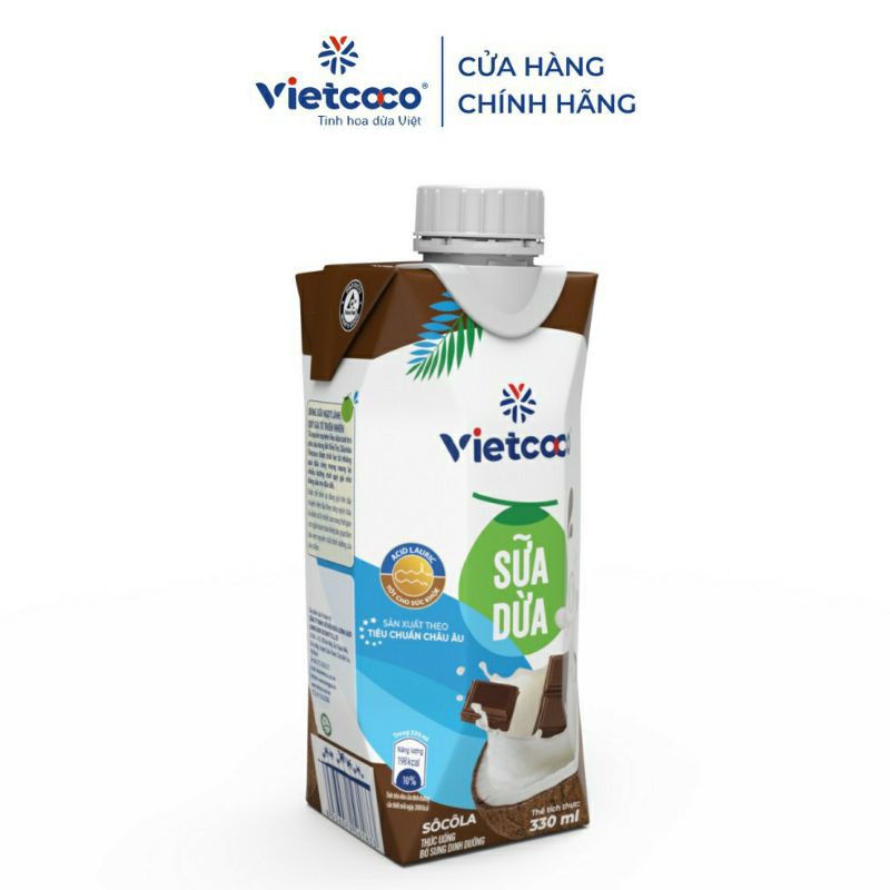 (mua 11 tặng 1)Sữa dừa nguyên chất vị socola Vietcoco hộp 330ml