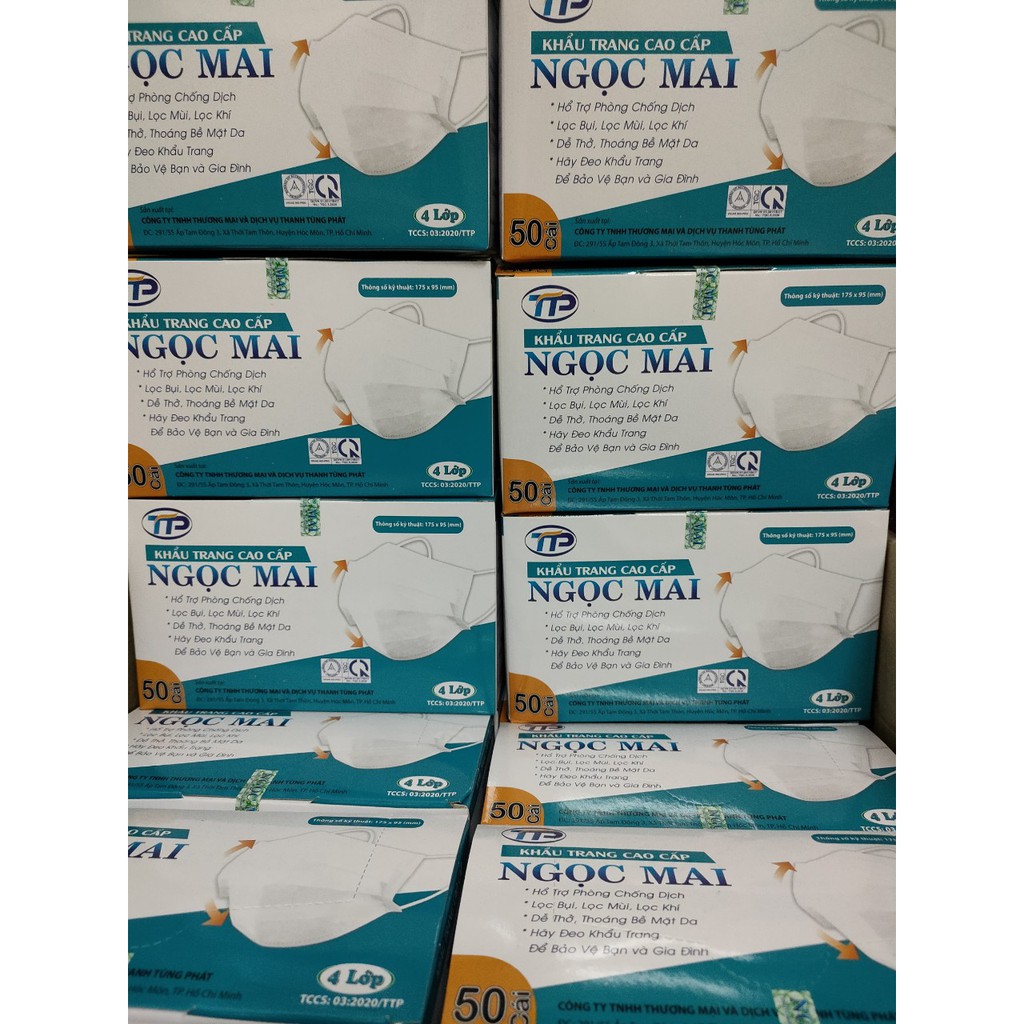 combo 10 Hộp Khẩu Trang Y Tế Chất Lượng Cao 4 Lớp Ngọc Mai Màu Xám, Trắng, Xanh, Đen, Hồng  (50 Cái/hộp) | BigBuy360 - bigbuy360.vn