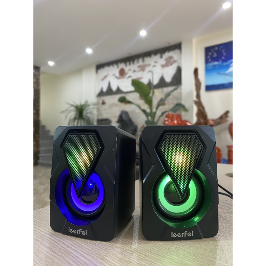 Loa mini 2.0 LeerFei YST-1046 - Loa vi tính mini LED RGB xập xình theo nhạc | bảo hành 6 tháng | giá cực rẻ