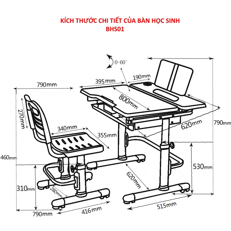Bàn học thông minh Khôi Nguyên BHS01G | BigBuy360 - bigbuy360.vn