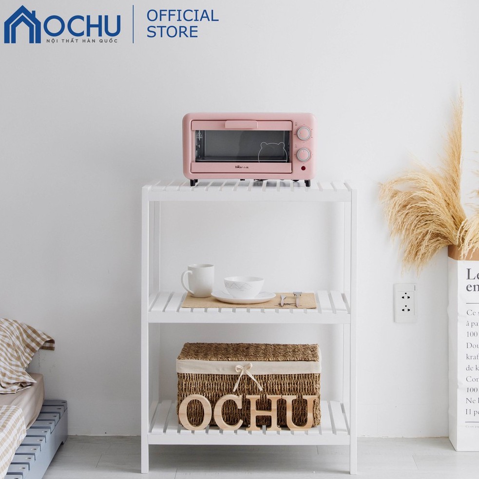 Kệ Lò Vi Sóng Khung Gỗ 3 Tầng OCHU - Oven Shelf 3F - White