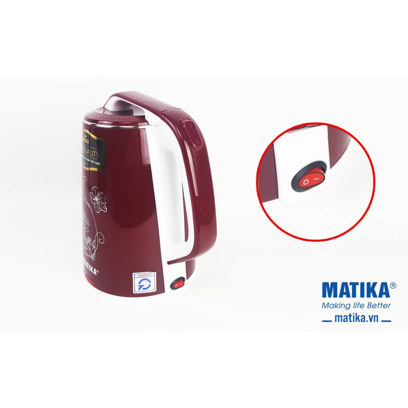 Ấm siêu tốc Matika MTK-24, ca siêu tốc có chức năng ủ ấm nước, nhiệt độ đủ pha sữa cho bé
