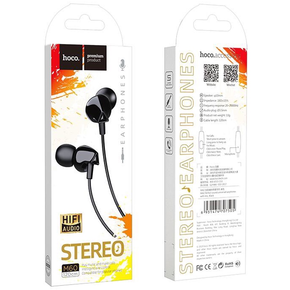 Tai Nghe Nhét Tai In Ear Hoco M60 Giá Rẻ Có Micro Đàm Thoại Hàng Nhập Khẩu