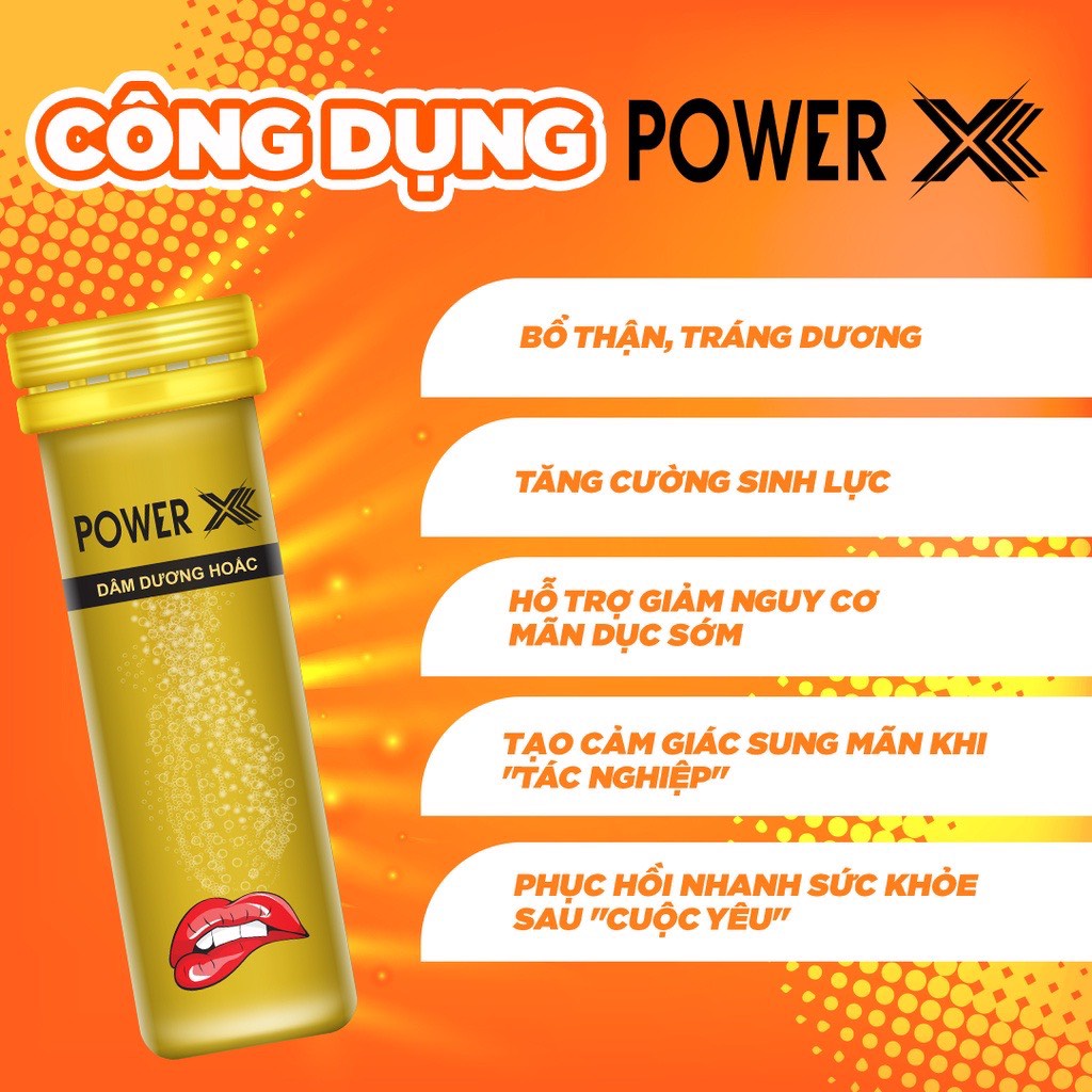 [ CHÍNH HÃNG ] - Viên sủi dam dương hoắc POWER X, kéo dài thời gian quan hệ,  tăng cường sinh lý, bổ thận tráng dương