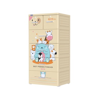 [Hà Nội] Tủ nhựa Duy Tân Mina 5 tầng 6 ngăn (màu hồng, hoa hồng), có bánh xe - Hàng chính hãng