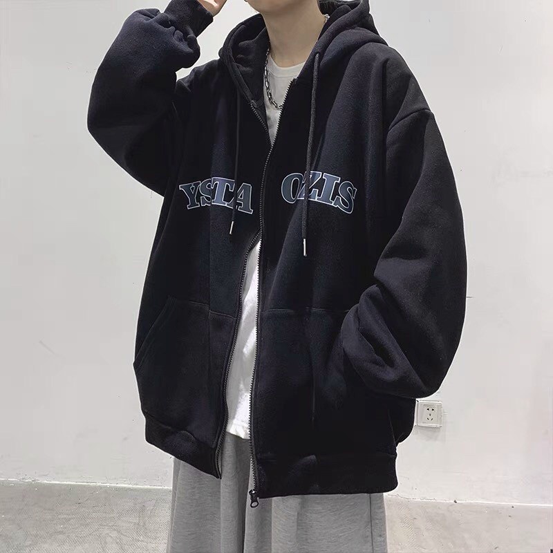 Áo Khoác Nỉ Có Nón Mũ 2 Lớp Tay Phồng Thụng Chữ YSTAOZIS - Hoodie Unisex Có Kéo Zip💖FREESHIP ĐẸP💖Hàn Quốc Cặp Nam Nữ