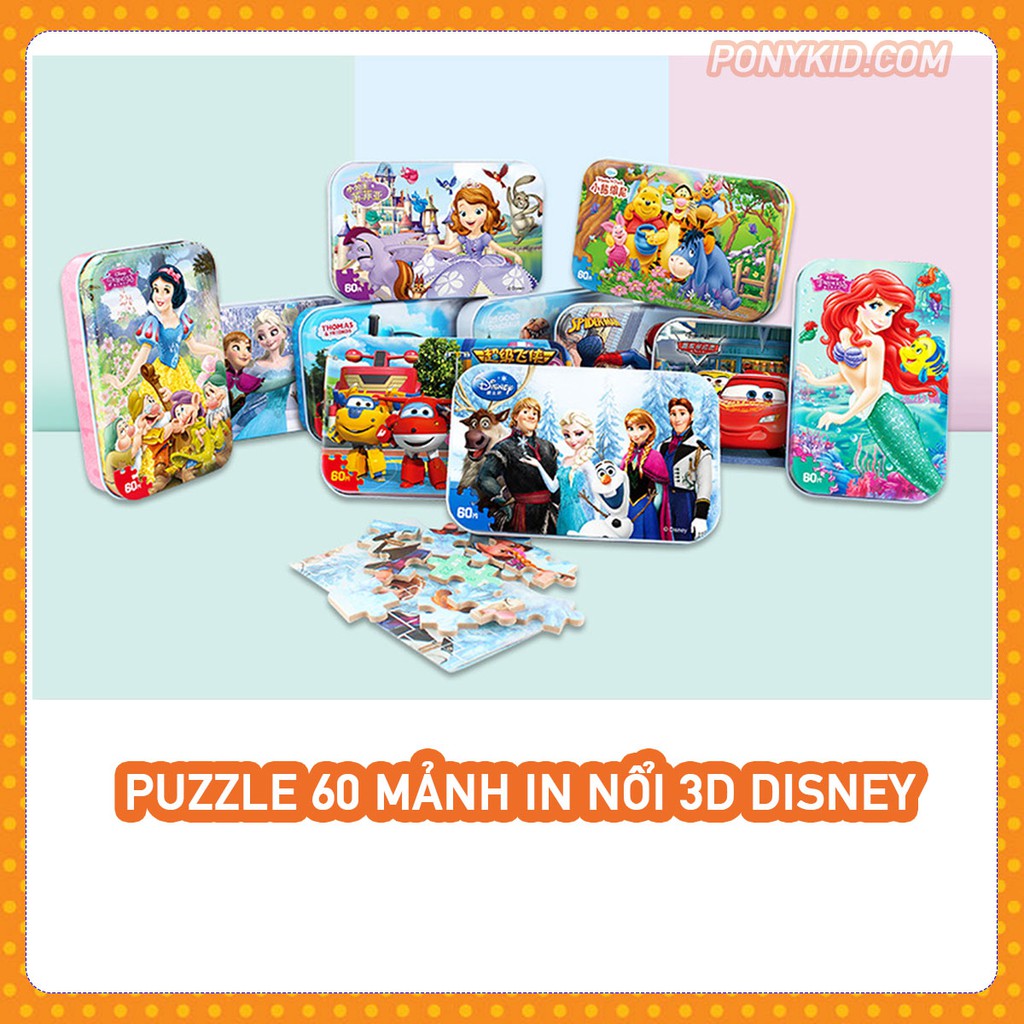 Tranh Ghép Hình 60 Mảnh Gỗ In Nổi 3D Disney/Jigsaw Puzzle 60 Mảnh/Tranh Xếp Hình Cho Bé Từ 3 Tuổi