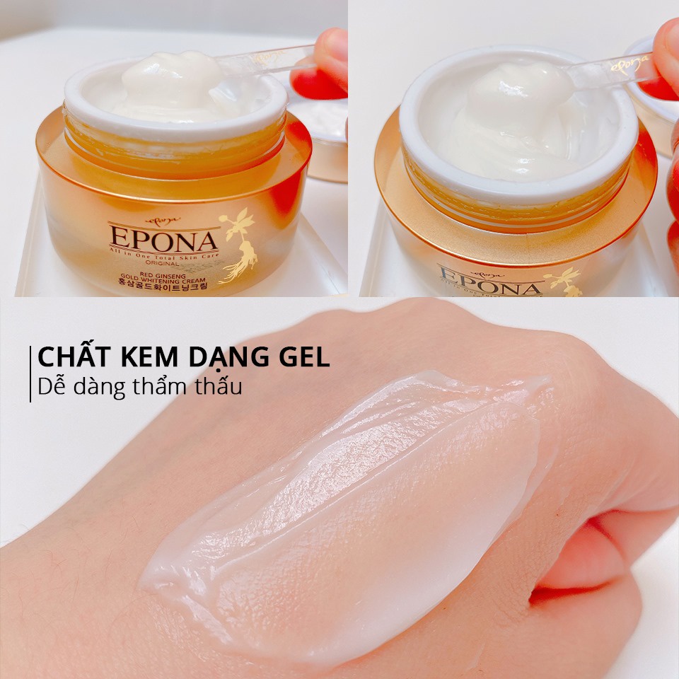 [EPONA VÀNG] Kem dưỡng EPONA dưỡng trắng mờ thâm nám, mờ nếp nhăn chiết xuất hồng sâm Red Ginseng Gold Whitening 50ml