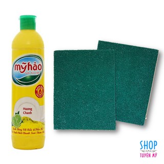 Combo nước rửa chén Mỹ Hảo 400g và cước xanh chùi nồi, rửa ly