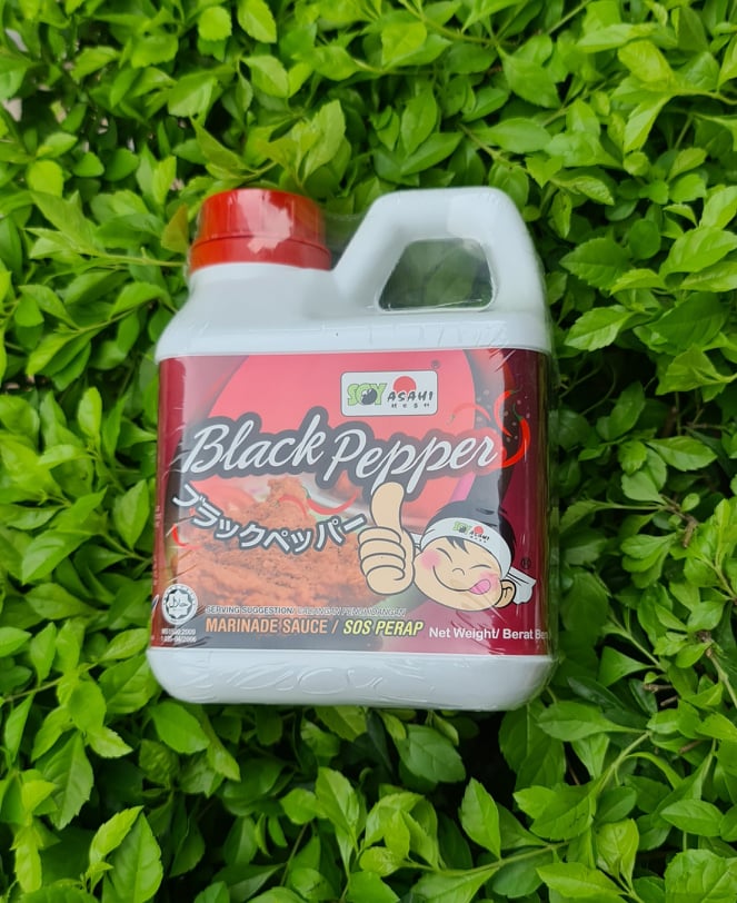 NƯỚC SỐT SOY ASAHI VỊ TIÊU ĐEN CAN 1L - RỒNG XANH FOODS