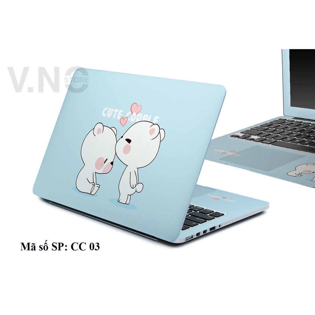 Decal dán laptop V.NO SKIN cute couple các dòng máy dell/acer/asus/lenovo/hp