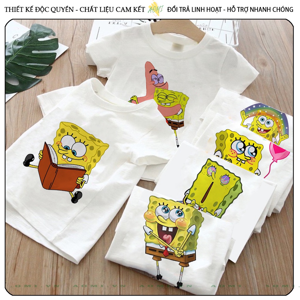 [nhiều mẫu] ÁO THUN cho bé SpongeBob Patrick UNISEX PHÔNG NAM NỮ GIA ĐÌNH CẶP ĐÔI CÓ SIZE TRẺ EM TRAI GÁI AOMIVN