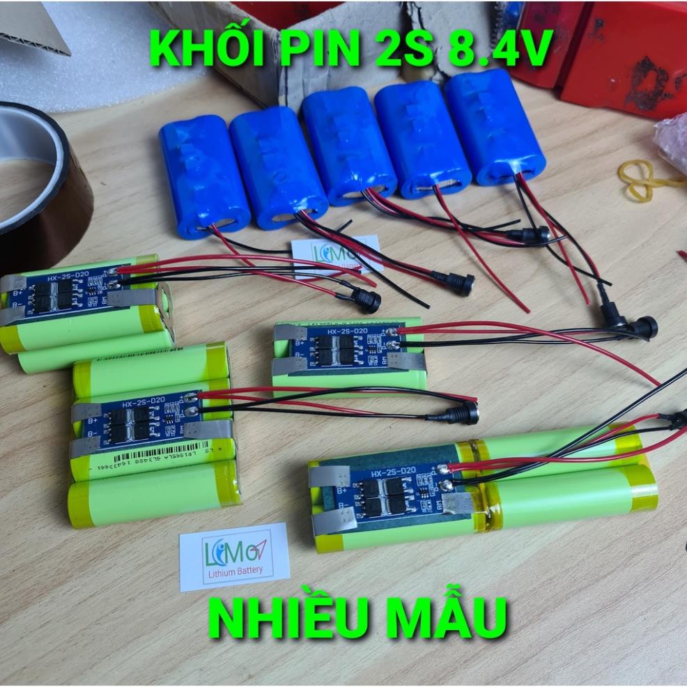 Khối pin 2S 7.2V - 8.4V  dòng xả cao cho máy bắt vít, pin máy khoan, đèn... Pin Lithium 18650 2S 8.4V - LIMO