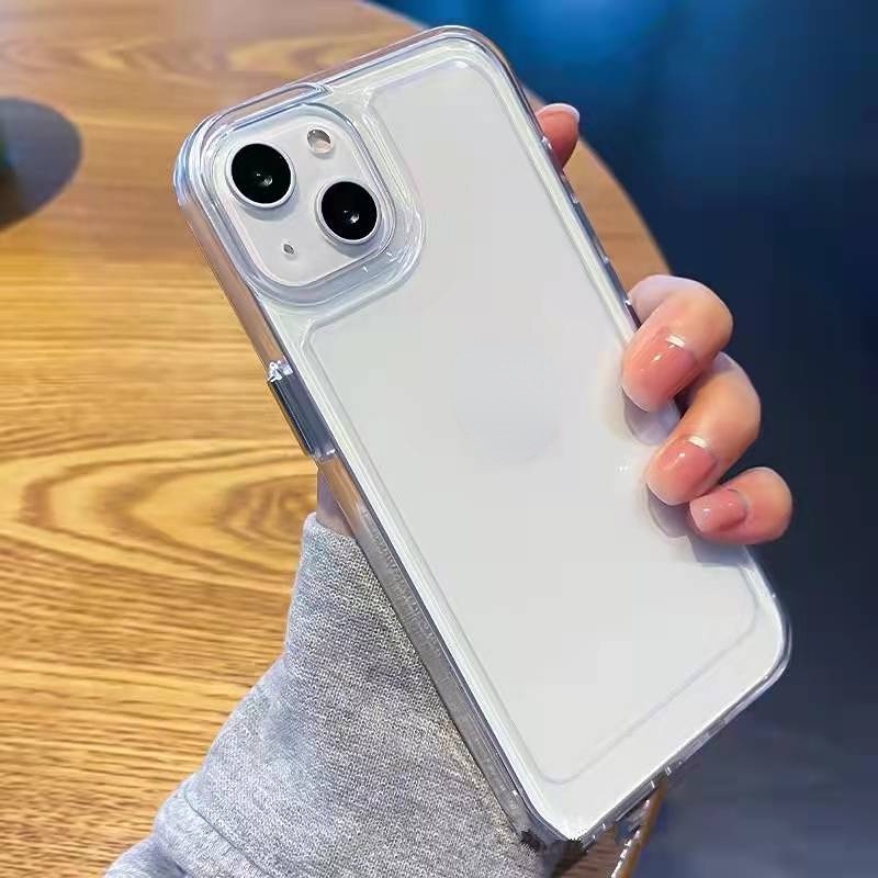 Ốp Điện Thoại Acrylic Cứng Trong Suốt Chống Sốc Có Nút Kim Loại Bảo Vệ Camera Cho for iPhone 14 Pro Max 13 Pro Max 12 11 7Plus 6sPlus 8Plus 11pro max xr xs max