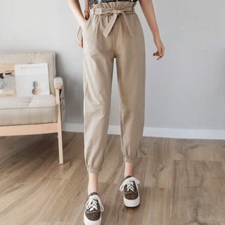 QUẦN KAKI NƠ CHUN ỐNG - QUẦN BAGGY KAKI CHUN GẤU NƠ BỤNG
