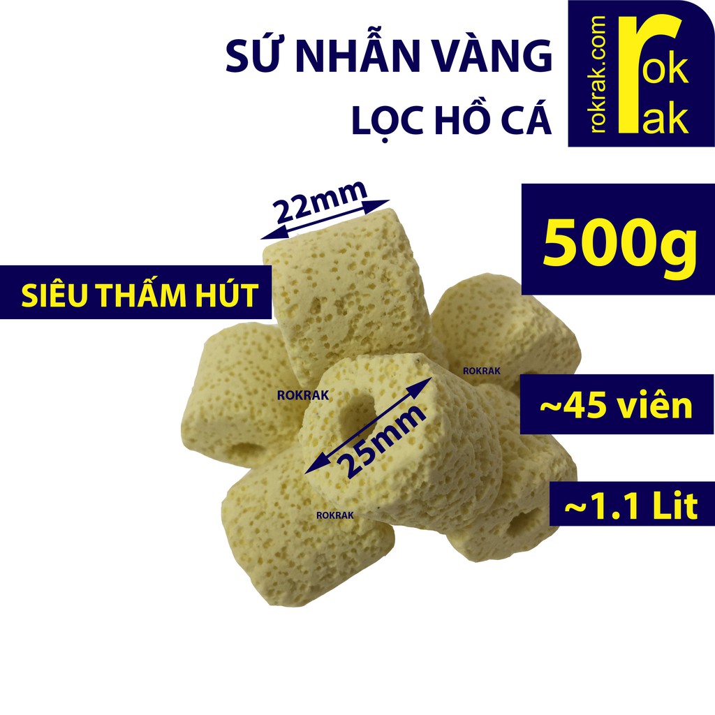 Sứ lọc BI VÀNG nhẫn vàng 500g cho Hồ cá và Bể thủy sinh