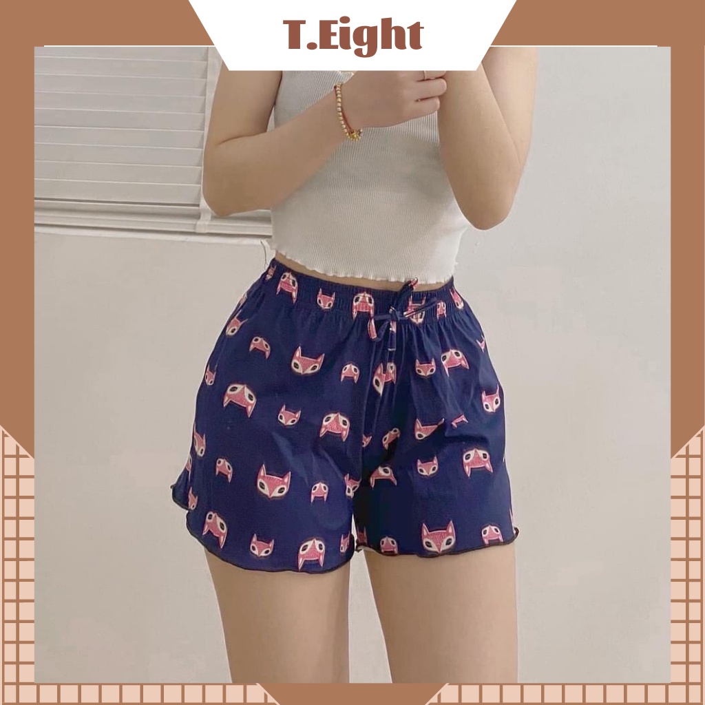 Quần Short thun xòe nhiều hoạ tiết cạp chun, Quần ngủ vải cotton mịn mát co giãn | BigBuy360 - bigbuy360.vn