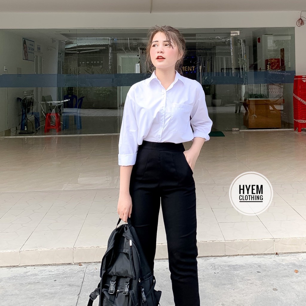 Áo Sơ Mi Trắng Tay Dài Form Rộng Có Túi Đi Học Đi Làm | BigBuy360 - bigbuy360.vn