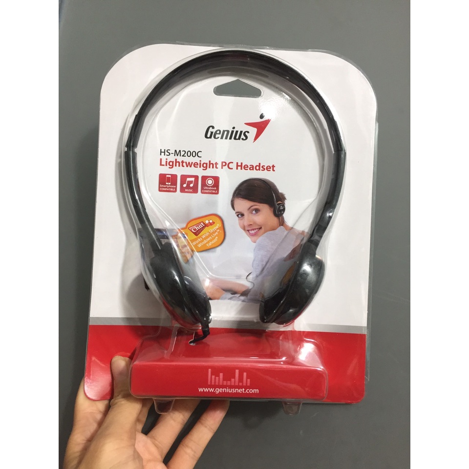Tai nghe chụp tai có mic 1 chân cắm 3.5mm Genius HS-M200C